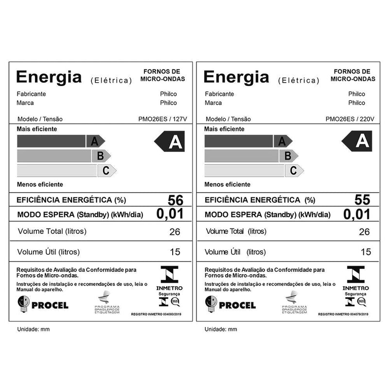 Forno de Micro-ondas Philco PMO26 com Função Timer Espelhado - 26L