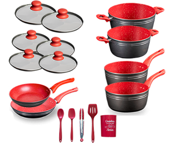 Conjunto Panelas Aço Inox 10 Peças Com 3 Camadas Antiaderente